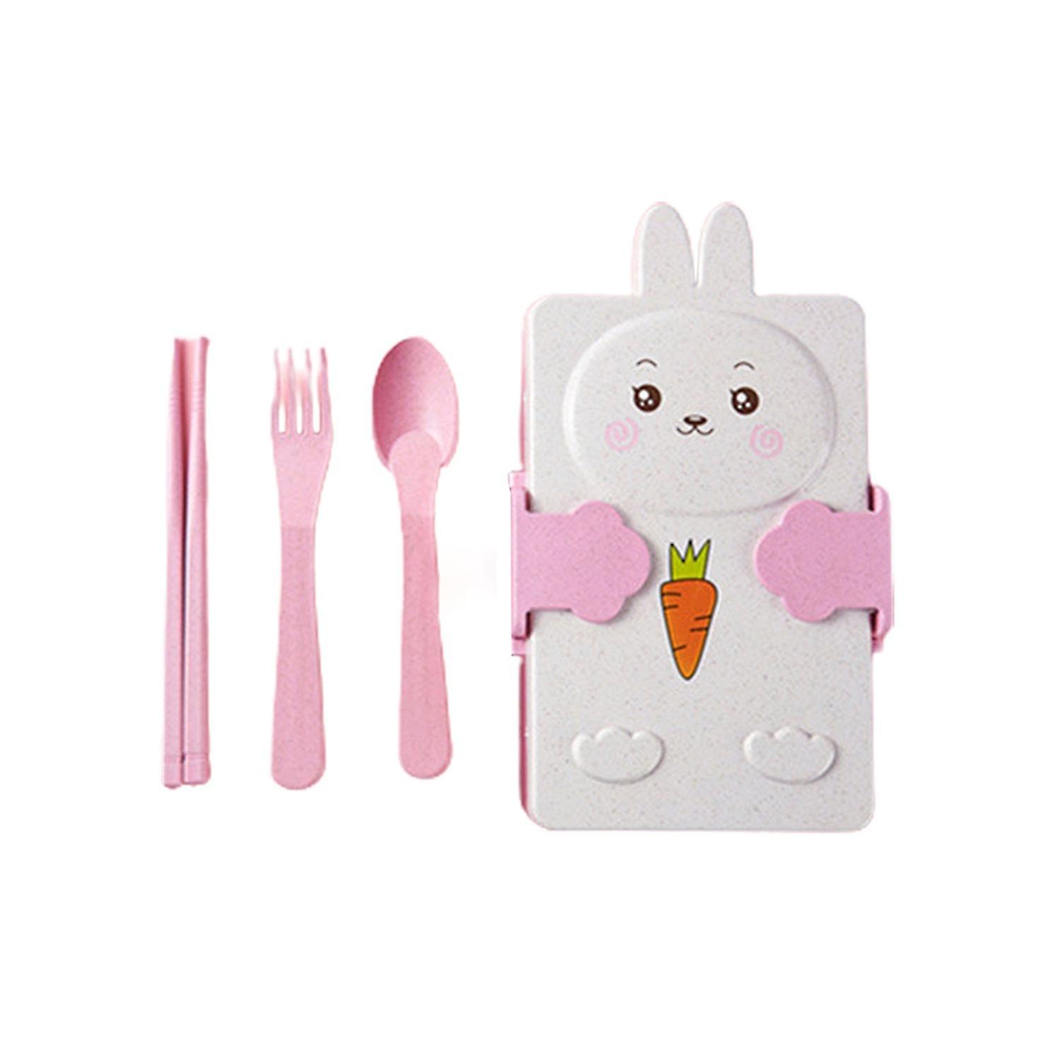 1 Set Bento Box Cartoon Shape Compartment Design Snap-design Good Sealing with Tableware Kawaii