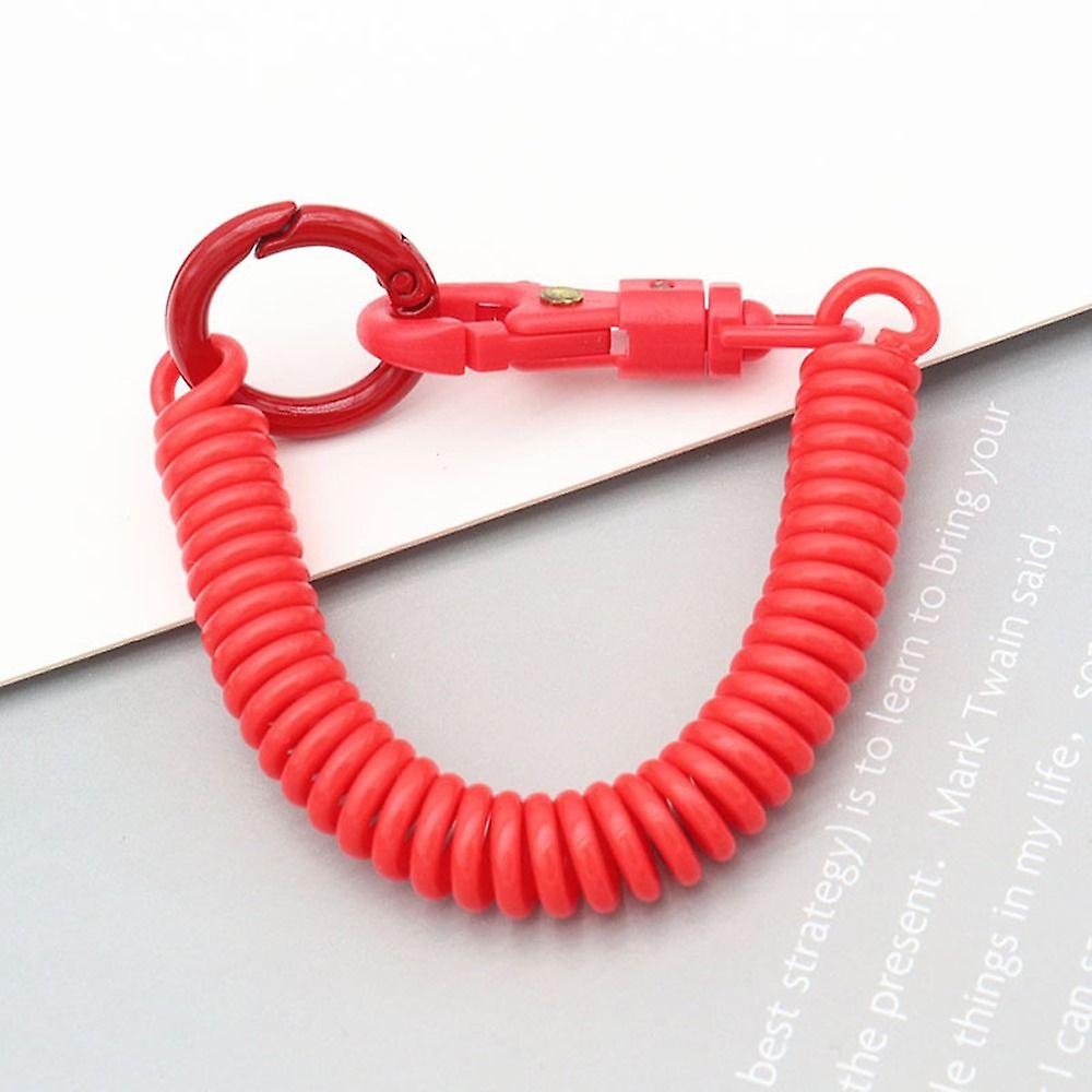 Coil Springs Keychain Stretchy Spiral Spring Coil Retractable Coil Springs Keychain With Metal Clasp Key Chain Holder Lanyard