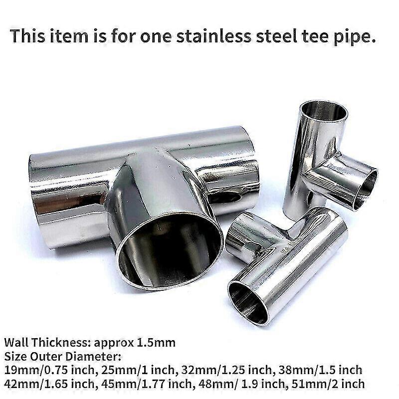 19-63mm 304 rustfritt stål Equal Tee T Shape Pipe T-stykke eksosrør polert