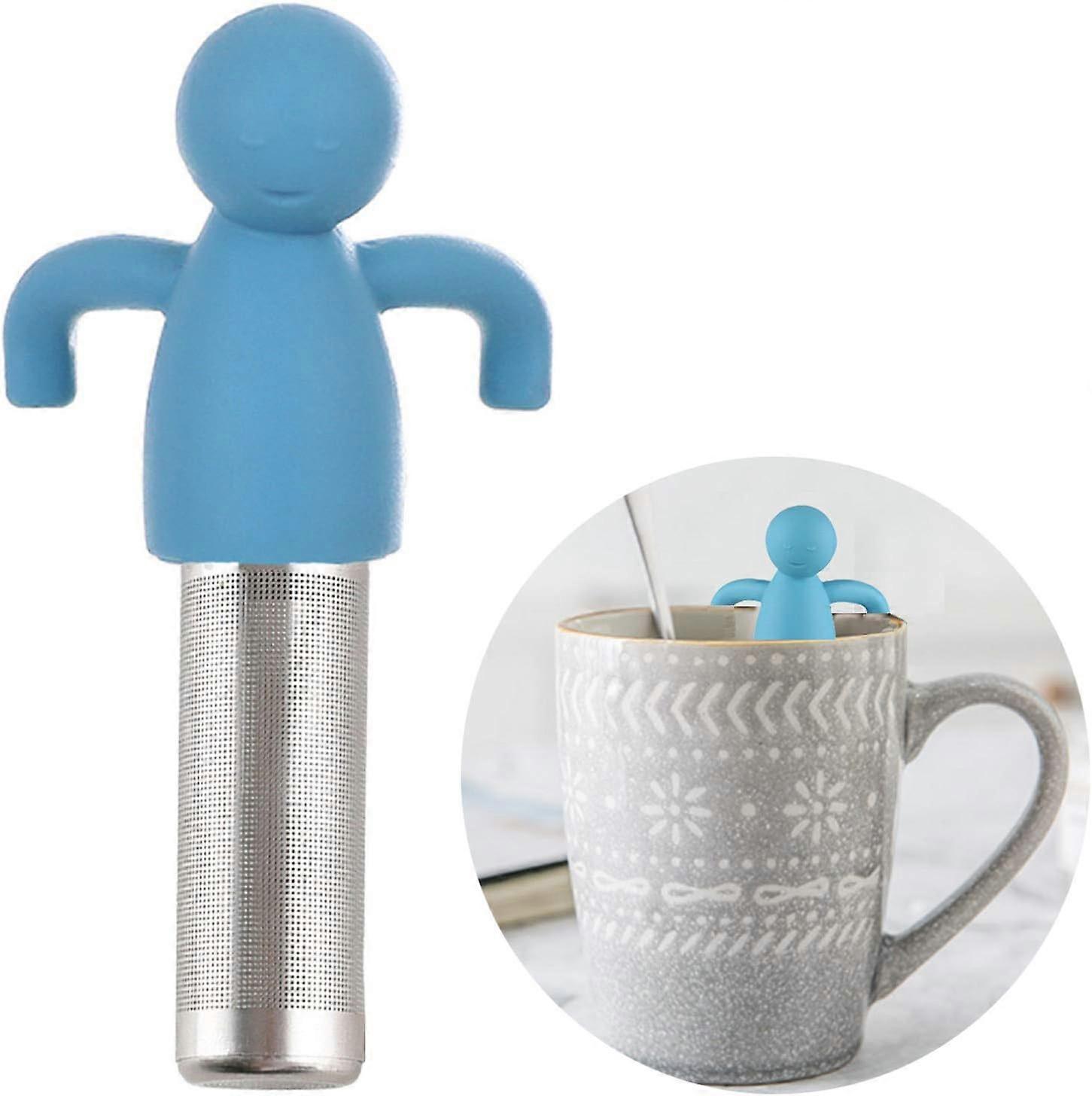 Tea Infuser for Loose Leaf Tea Cute Tea Strainer Ball Stainless Steel Extra Fine Mesh Tea Steeper Filter for Cup Mug Silicone Handle Blue