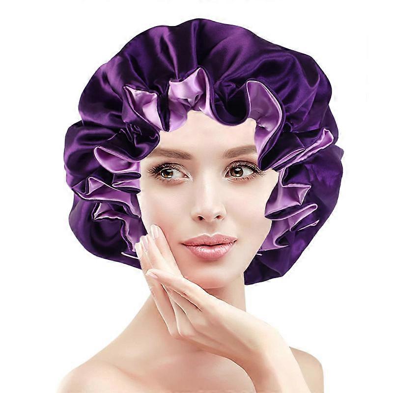 Satin hat Silk hat Bathroom shower cap Purple