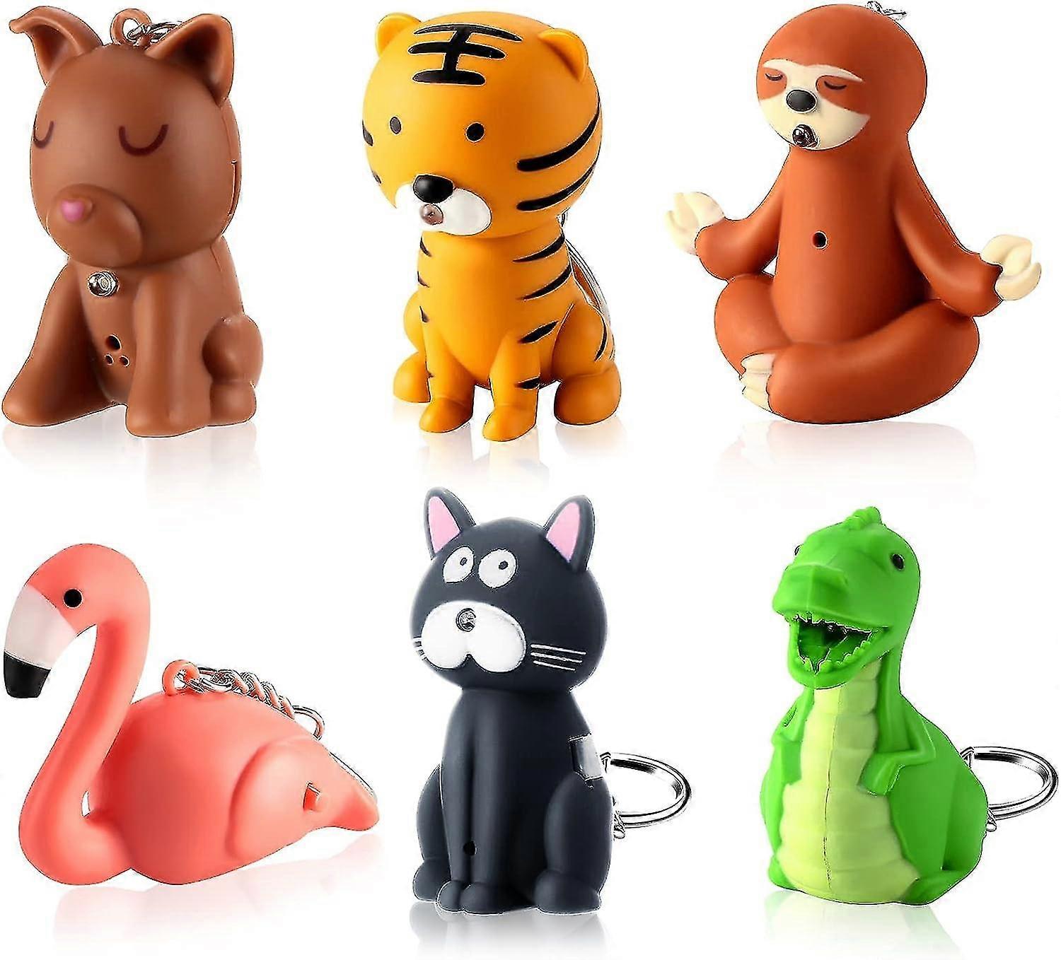 6 Pieces Nurse Flashlight Keychain with Animal Designs for Pediatric Use