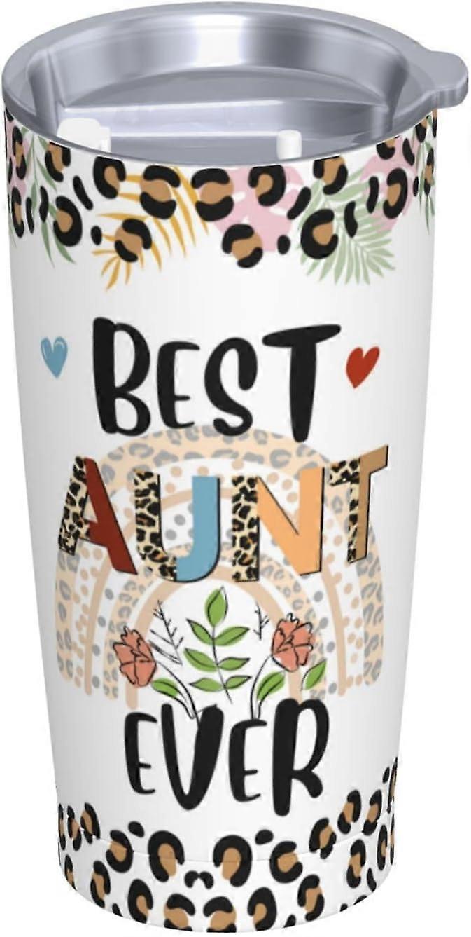 Best Aunt Tumbler Cups with Lid and Straws 20oz Water Bottle Stainless Steel Insulated Coffee Mug Gifts for Women