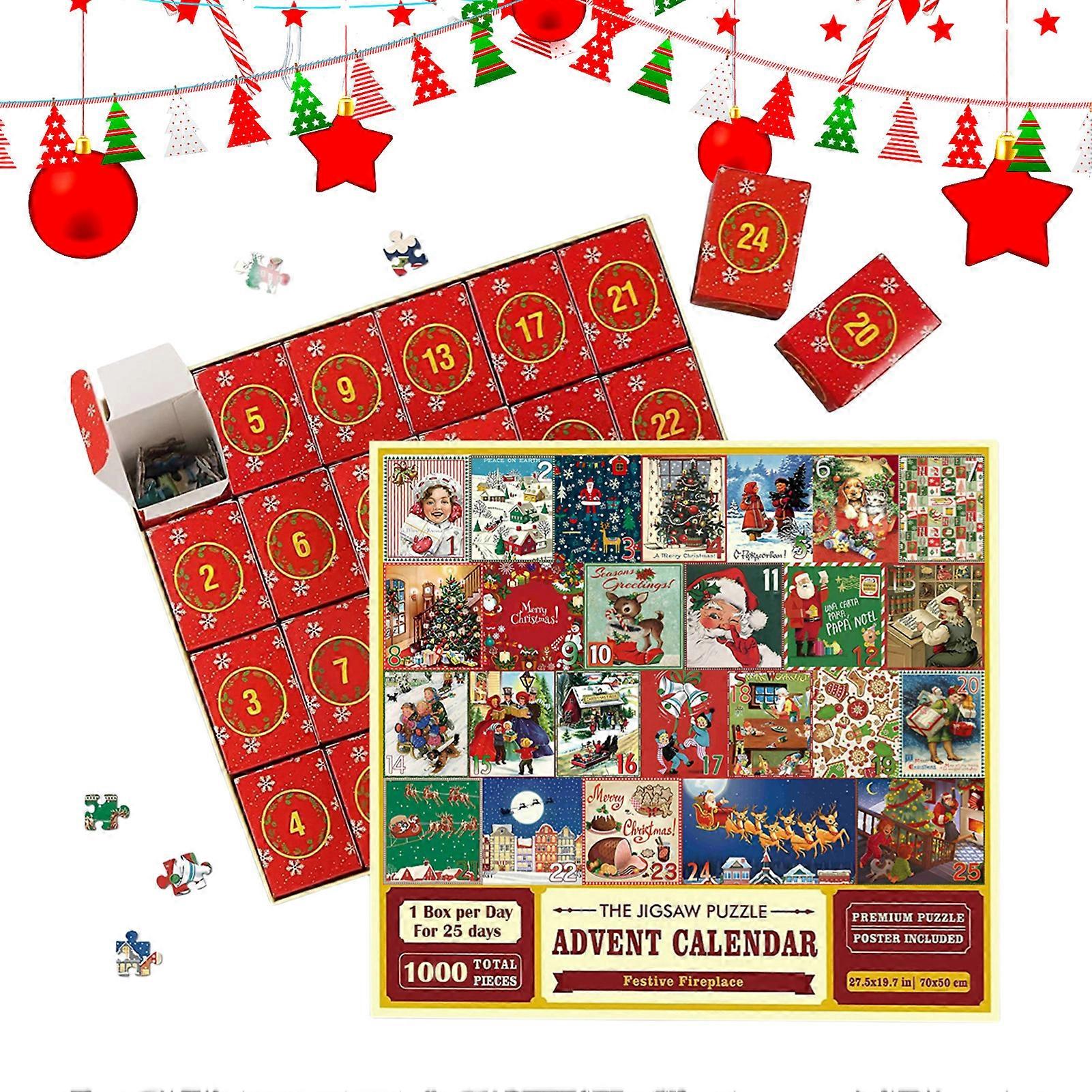 New Christmas Advent Calendar Puzzle 1000pcs Christmas Countdown Puzzle Blind Box Toy