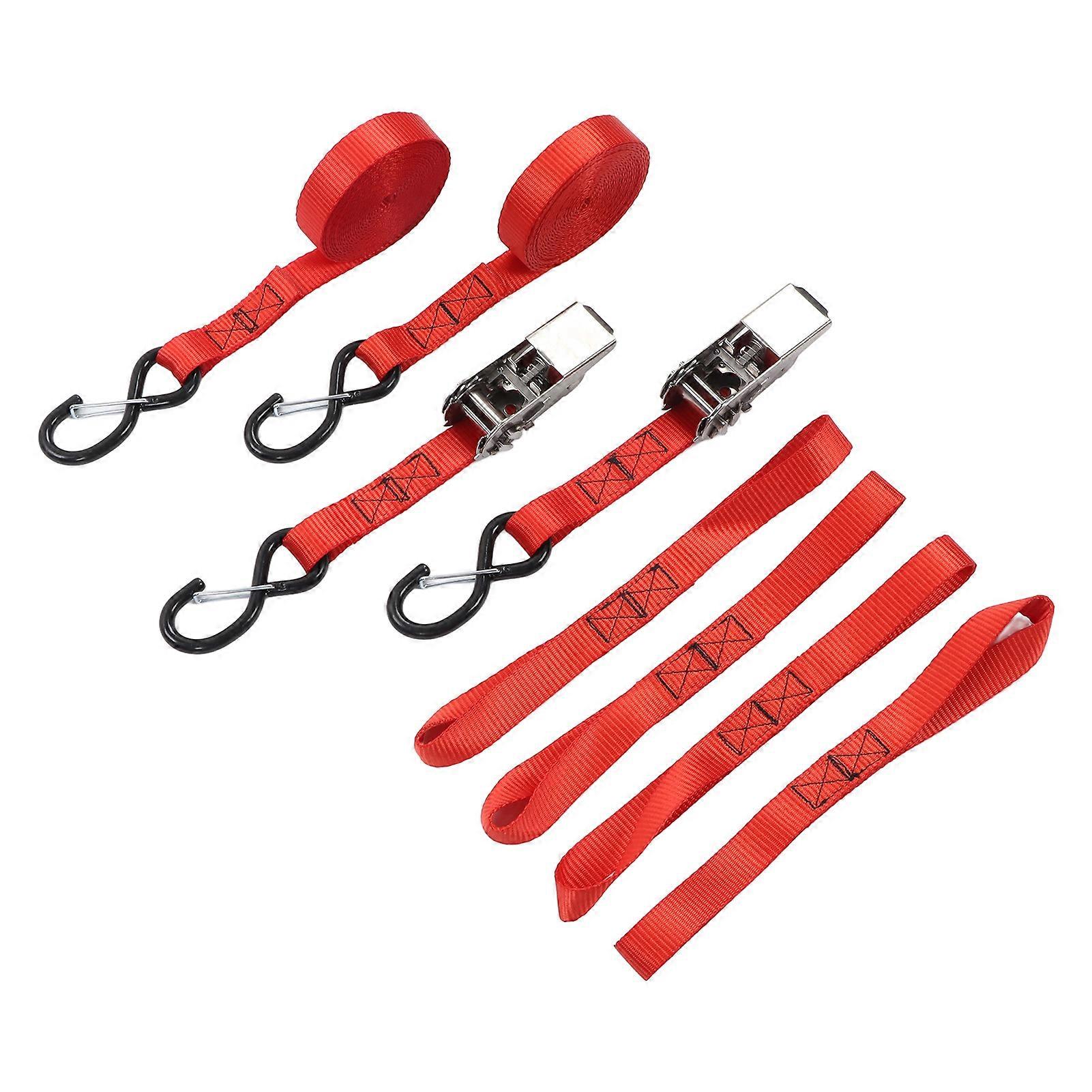 5 Meter Red Cargo Tie Down Strap 1763lb Pull Strength Secure Ratchet Bundle Tension Pressing Fastening Belt for Ship Transport Fixing