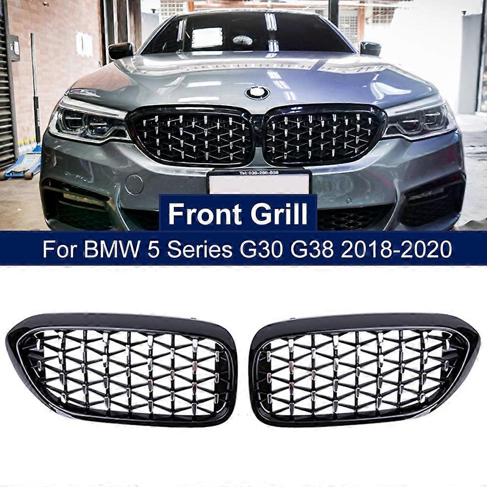 BMW 5er G30 G38 Frontgrill Streifen - Blaue Kühlergrill Einsätze 2018-2022
