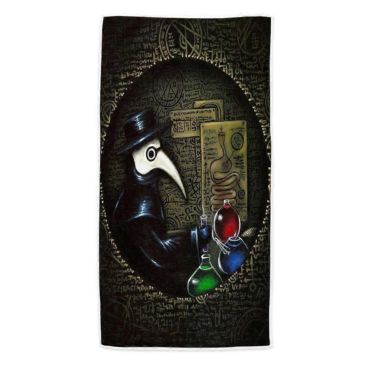 Scary Dark Art The Alchemist's Revenge Plague Mask Microfiber Beach Towel