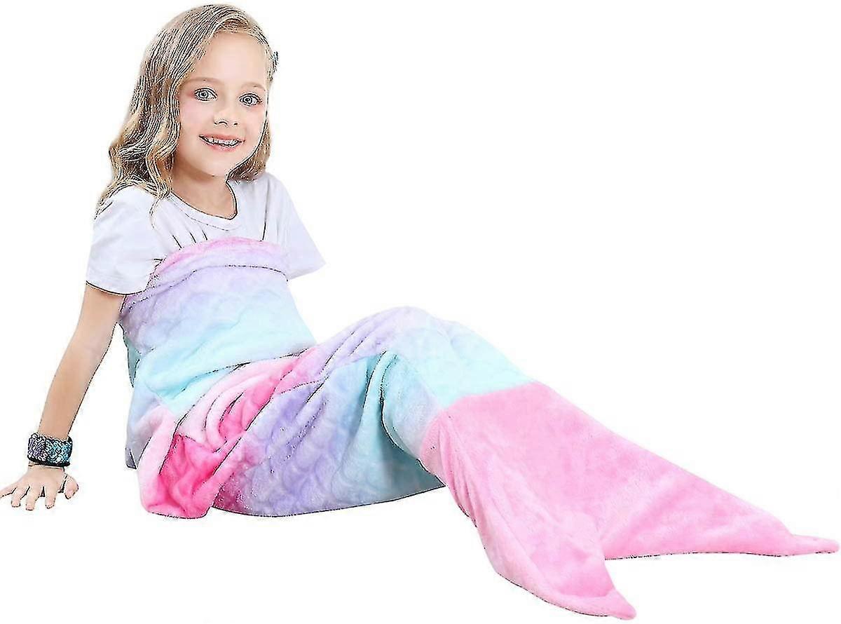 Couverture de queue de sirène pour enfants, couverture de sac de couchage en peluche douce et chaude en polaire