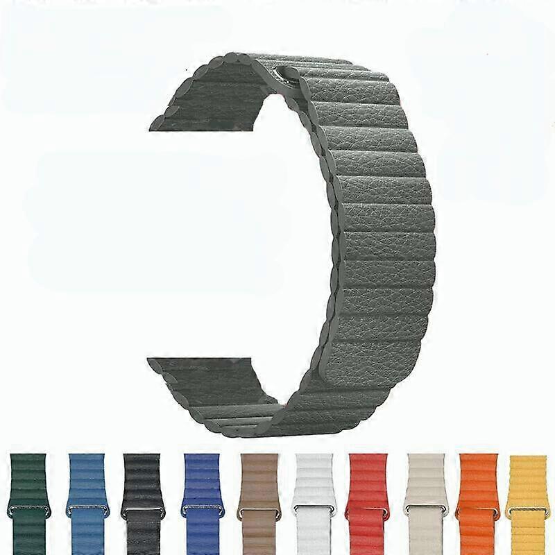 For Apple Watch Series 8 7 6 5 4 3 2 1 Leather Ring Magnetic iWatch Strap