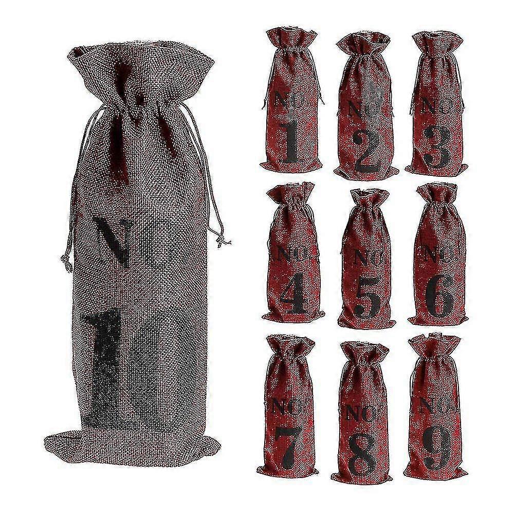 1 bis 10 Jute Weinsäcke Blind Weinprobe, Weinsäcke Hochzeit Tischnummern, Wein Verkostung Taschen, Party - Mishan