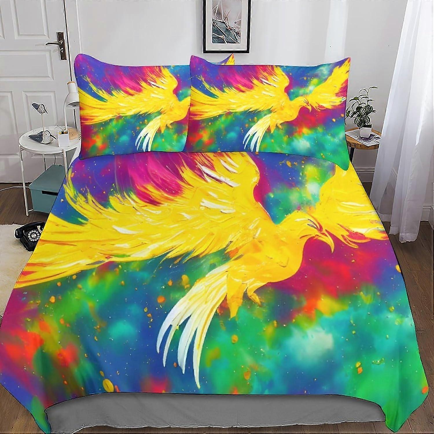 Oljemålning Sängkläder D Sängkläder Sängkläder Örngott Quilt Art Påslakan för vuxna och barn, Allergivänlig mikrofiber King 135 * 200 CM