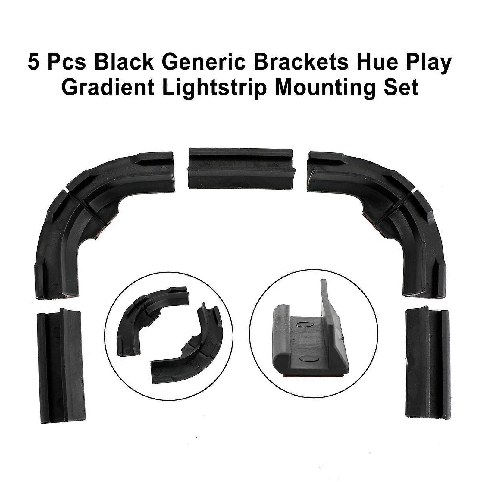 Artudatech 5 Pcs Black Generic Brackets Hue Play Gradient Lightstrip Mounting Set
