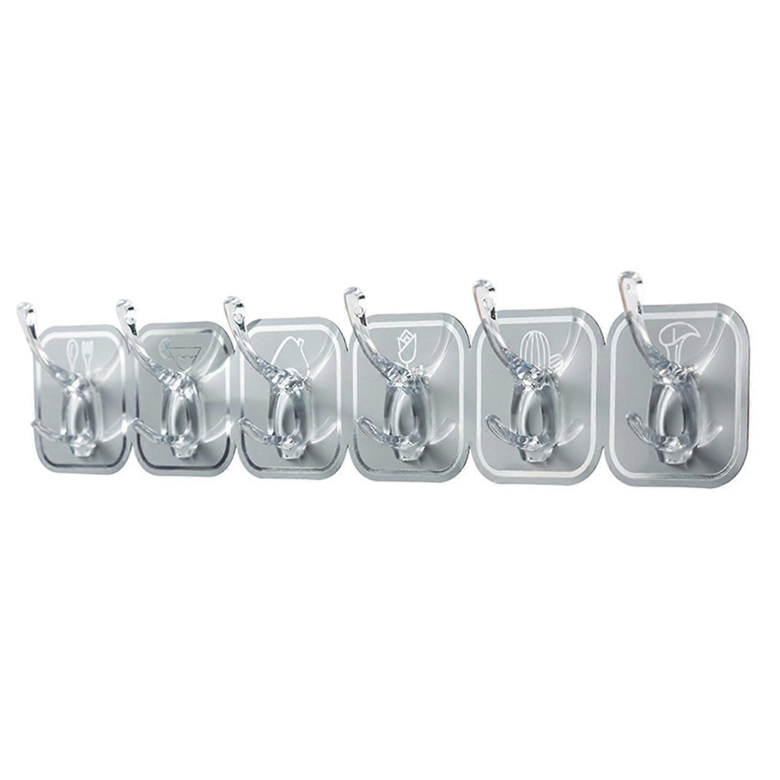 6-Hook Self Adhesive Hooks Free Combination 6-Hook Organizer for Wall Door Ceiling Corners