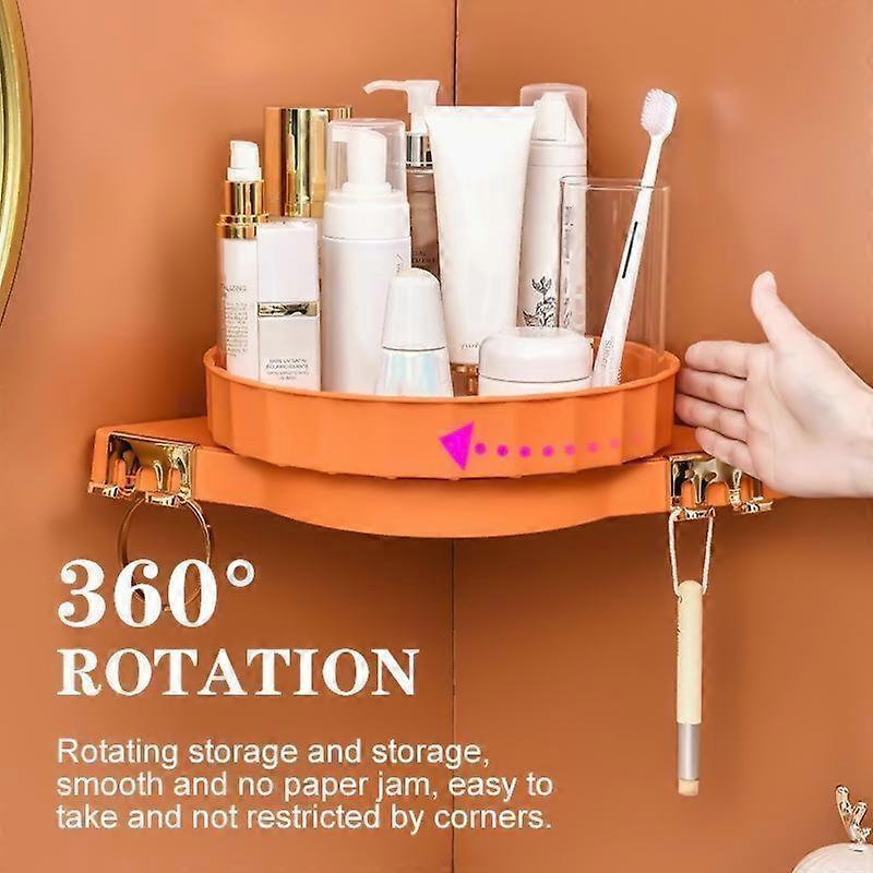 Corner Storage Rack Rotatable Self-Adhesive Convenient Storage Organizer For Bathroom Kitchen New