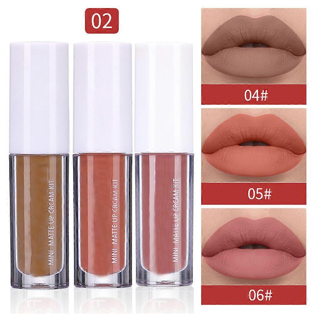 Mini Matte Lip Glaze Set Non-Stick Cup No Fading Lip Gloss Portable High Color Lip Stick