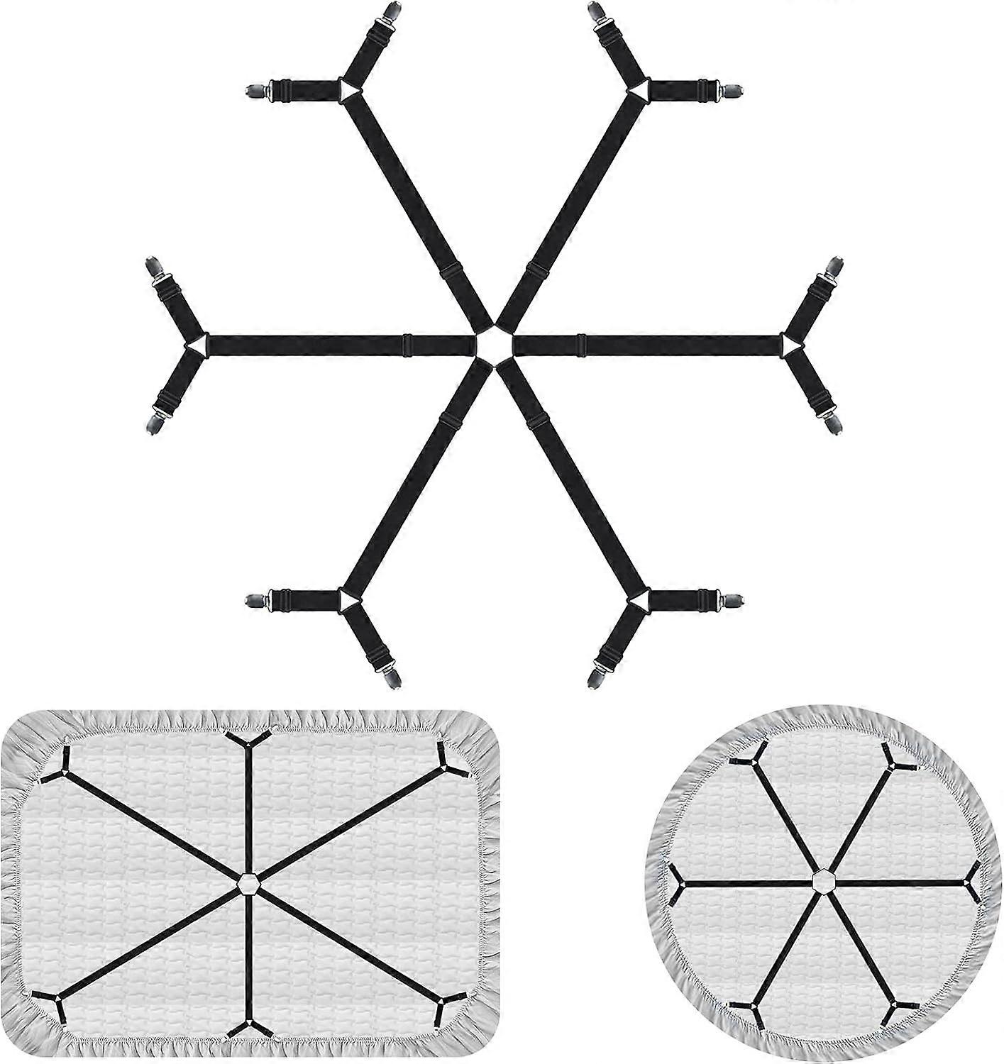 Bed Sheet Straps, No Longer Loose! Upgraded Elastic Crisscross Bed Sheet Fasteners, 6 Way Cross Adjustable Bed Sheet Holder Straps, Fitted Sheet Clips