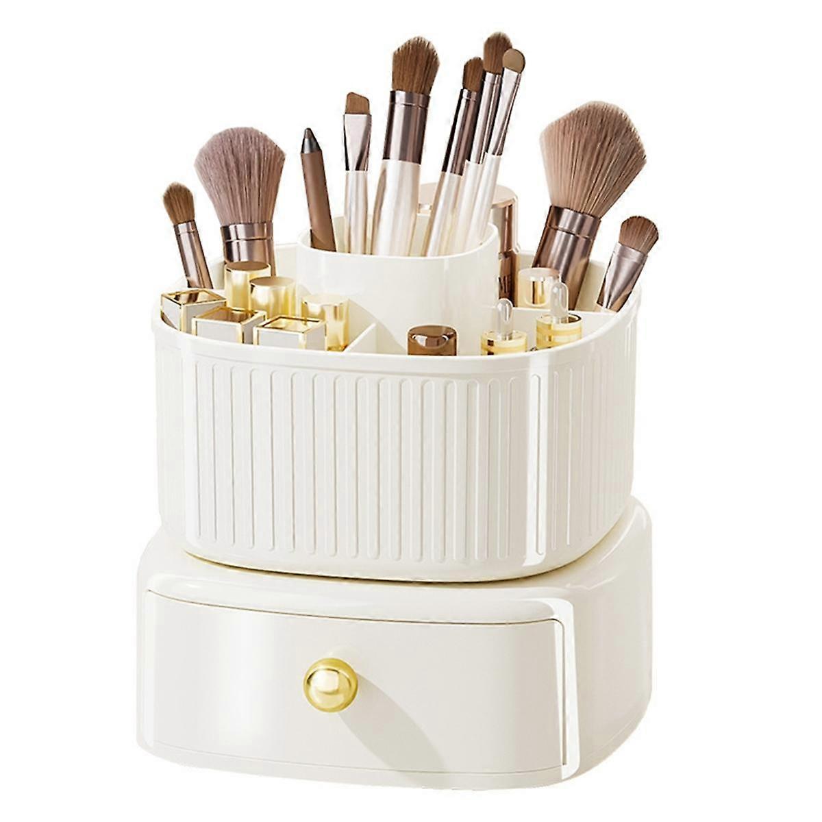 360 Rotating Makeup Organizer Big Capacity Spinning Cosmetic Organizer with 5 Slot and 1 Drawer Ma