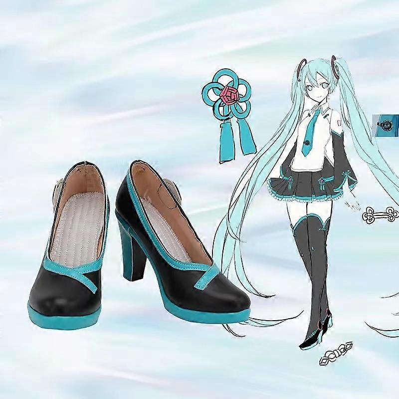 Vocaloid Miku Cosplay Zapatos Disfraz Japón Midi Principiante Futuro Miku  Cosplay Mujer Hombres Tacones Botas