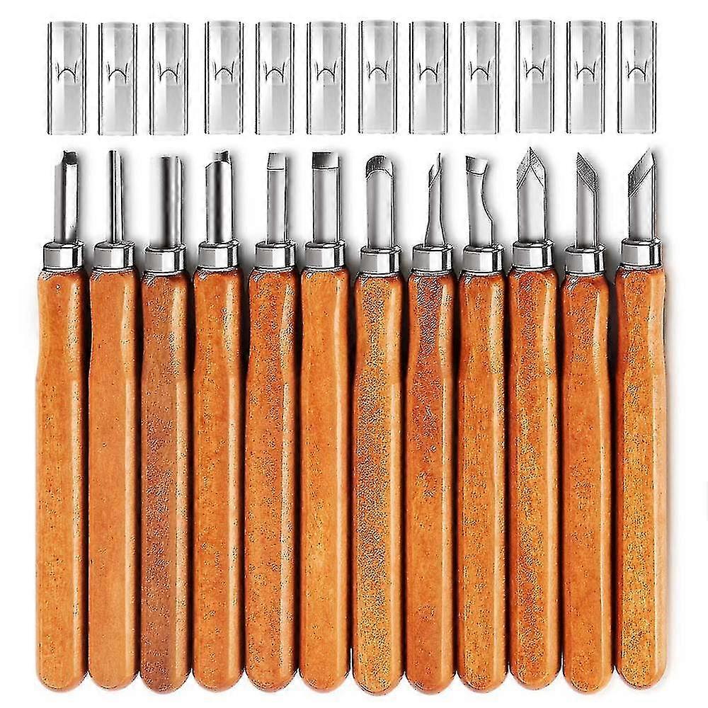 12 Set Sk5 Carbon Steel Wax & Wood Carving Tools Knife Kit For Rubber, Small Pumpkin, Soap, Vegetables & More For Kids & Beginners With Reusable Pouch