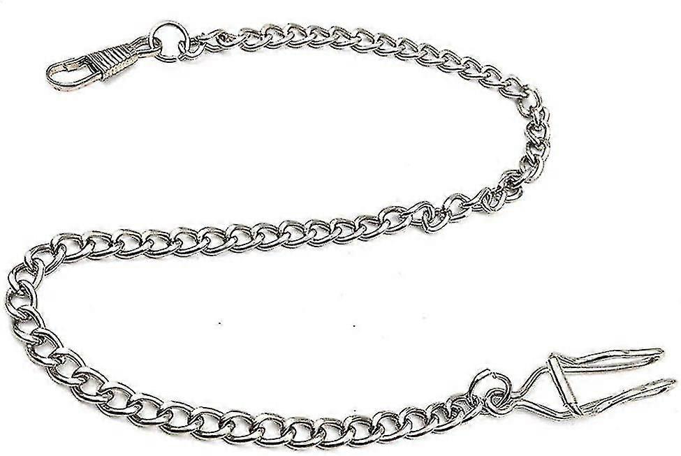 1 Pcs Metal Classic Silver Plated Pocket Watch Chain Key Chain 35cm(silver)