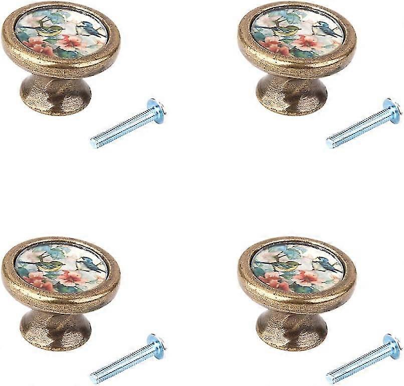 4packs Bird Flower Pattern Door Knobs Kitchen Cupboard Knobs Drawer Pulls Cabinet Knobs Decorative Knobs And Pulls
