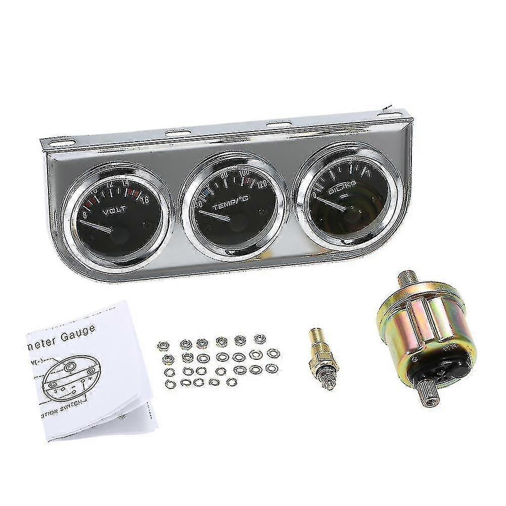 3-in-1 Autometer – 52 Mm – Watertemperatuur, Oliedruk En Voltmeter – M10x1 – Voor 12V Auto’s – Geschikt Voor Benzine En 4/6/8 Cilinders