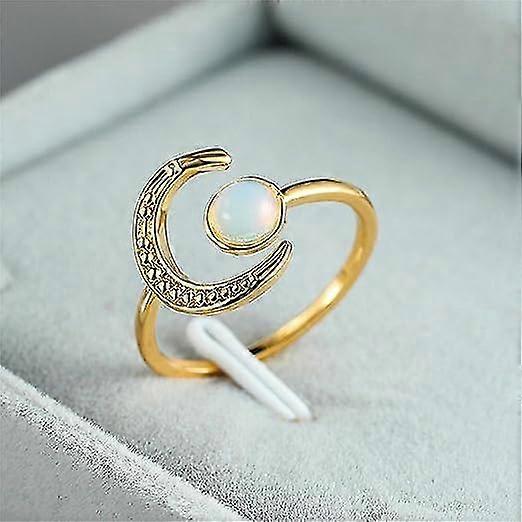 女性のためのムーンストーン調節可能なオープンリングシルバーカラーヴィンテージキュービックジルコニアエンゲージリング女性用