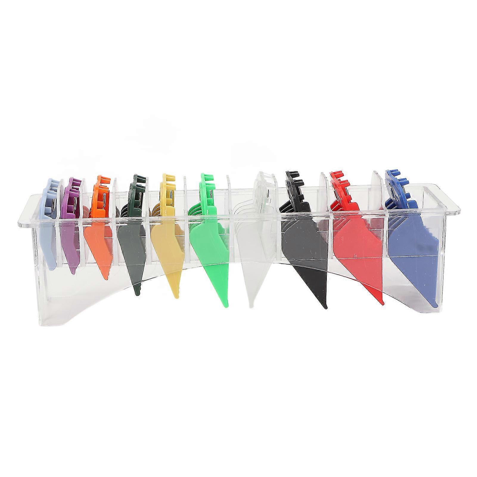 Hair Clipper Guards - Colorful Rounded Teeth - 10pcs Portable Combs for Barber