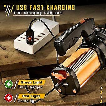 thumbnail interactive-video image 1 of 6000 Lumen Rechargeable LED Searchlight Torch – Handheld, USB Output, Waterproof 1 of 4