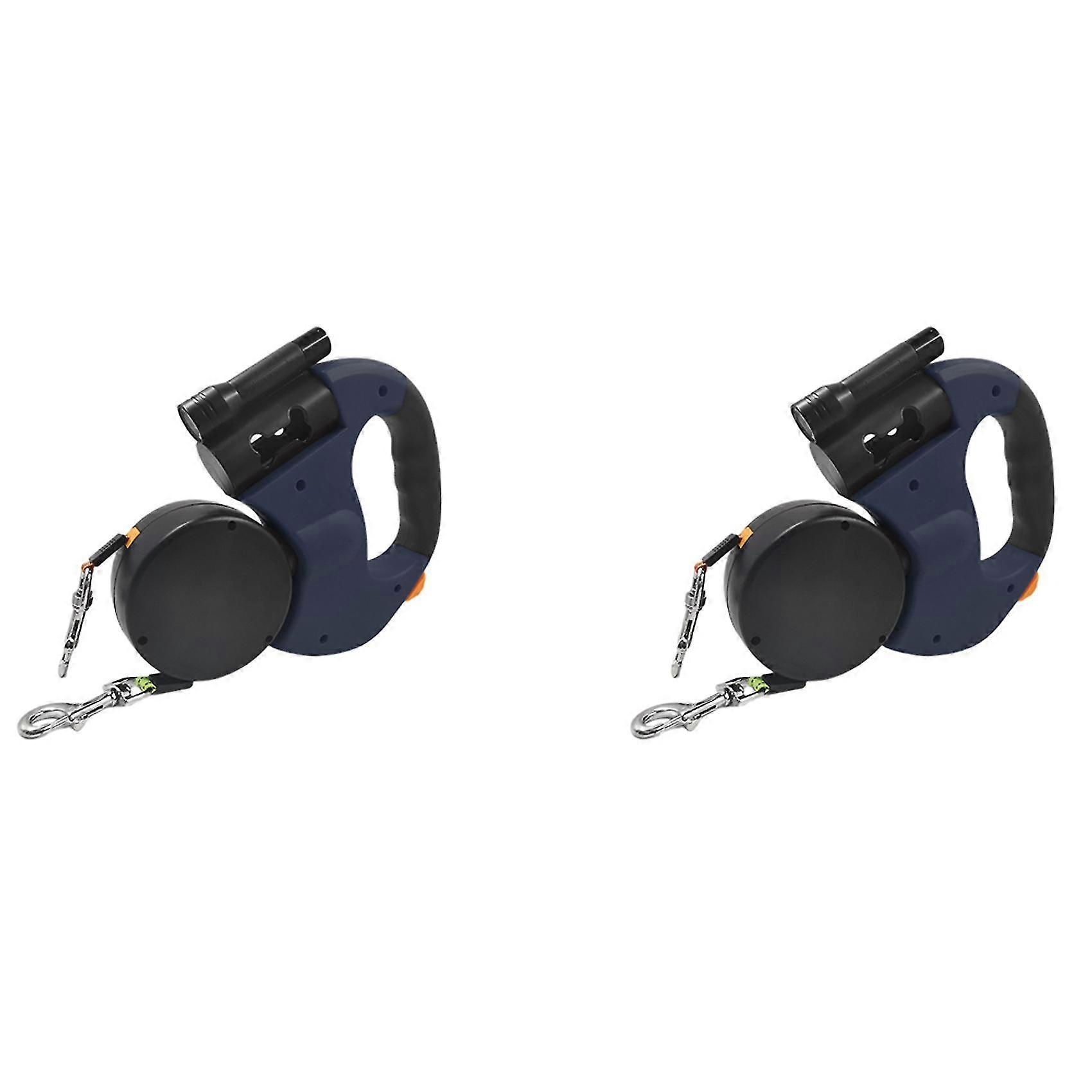 2x Dog Rope Leash With Light Retractable Double Pet Traction Rope Belt Rotation Pet Rope For 2 Dogs