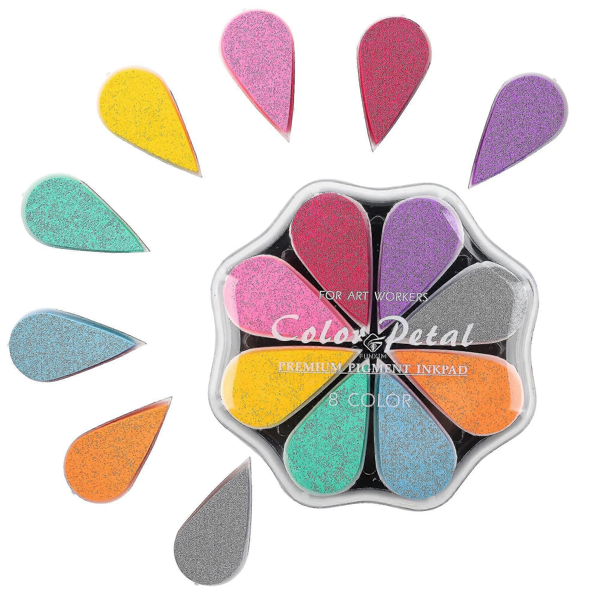 Stamp Pad Set Of 8 Petals Ink Pad Fingerprints Set For Paper Crafts Fabric Painting Crafts