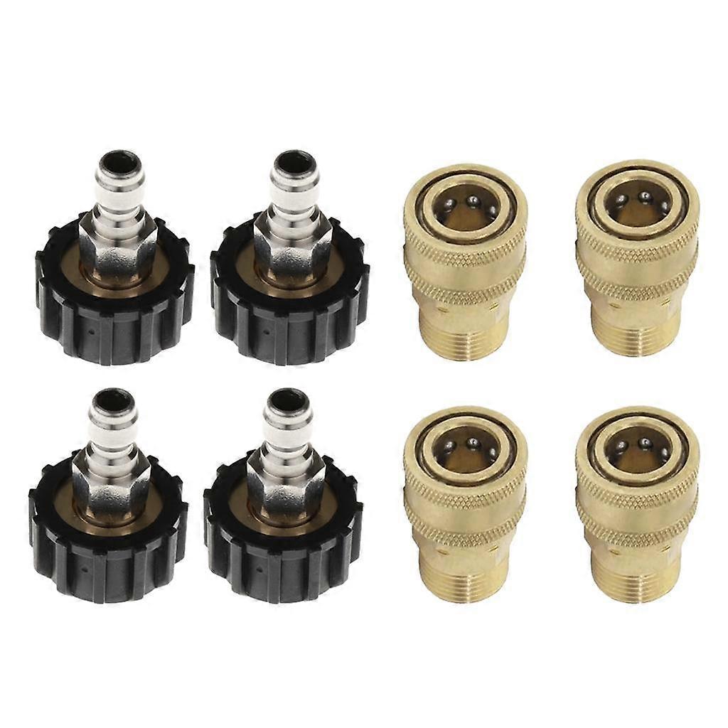 4 Set Pressure Washer Quick Release M22/14 To 1/4 Plug Brass Quick Connector