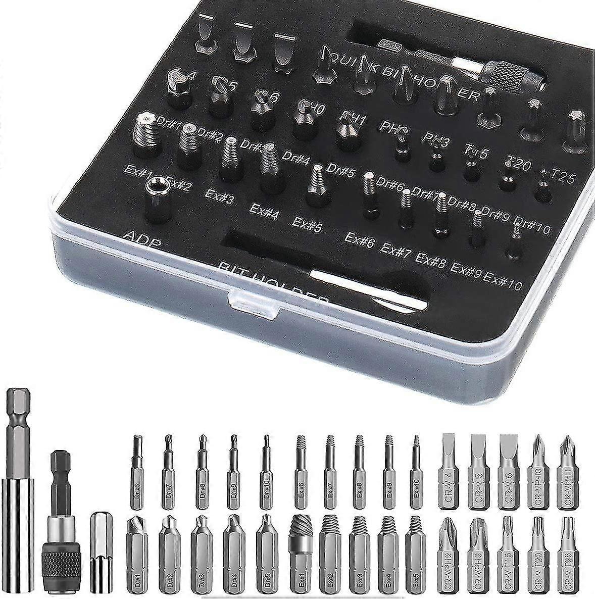 Damaged Screw Extractor Set,Screw Remover And Bolt Stripped Extractor With Extension Bit Holder(33pcs)