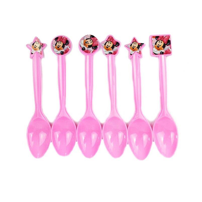 Minnie Mouse Disposable Tableware Set Kids Birthday Party Supplies Paper Plate Cup Napkin Flag Girl Pink Wedding Cake Decoration