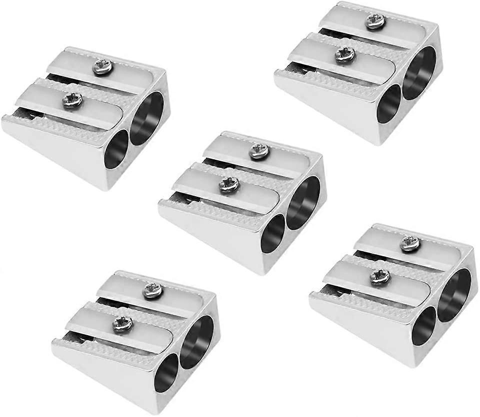5 Pieces Metal Pencil Sharpener Double Hole School Pencil SharpenerSchool Pencil And Pencil Sharpener For Kids And Adults (5)