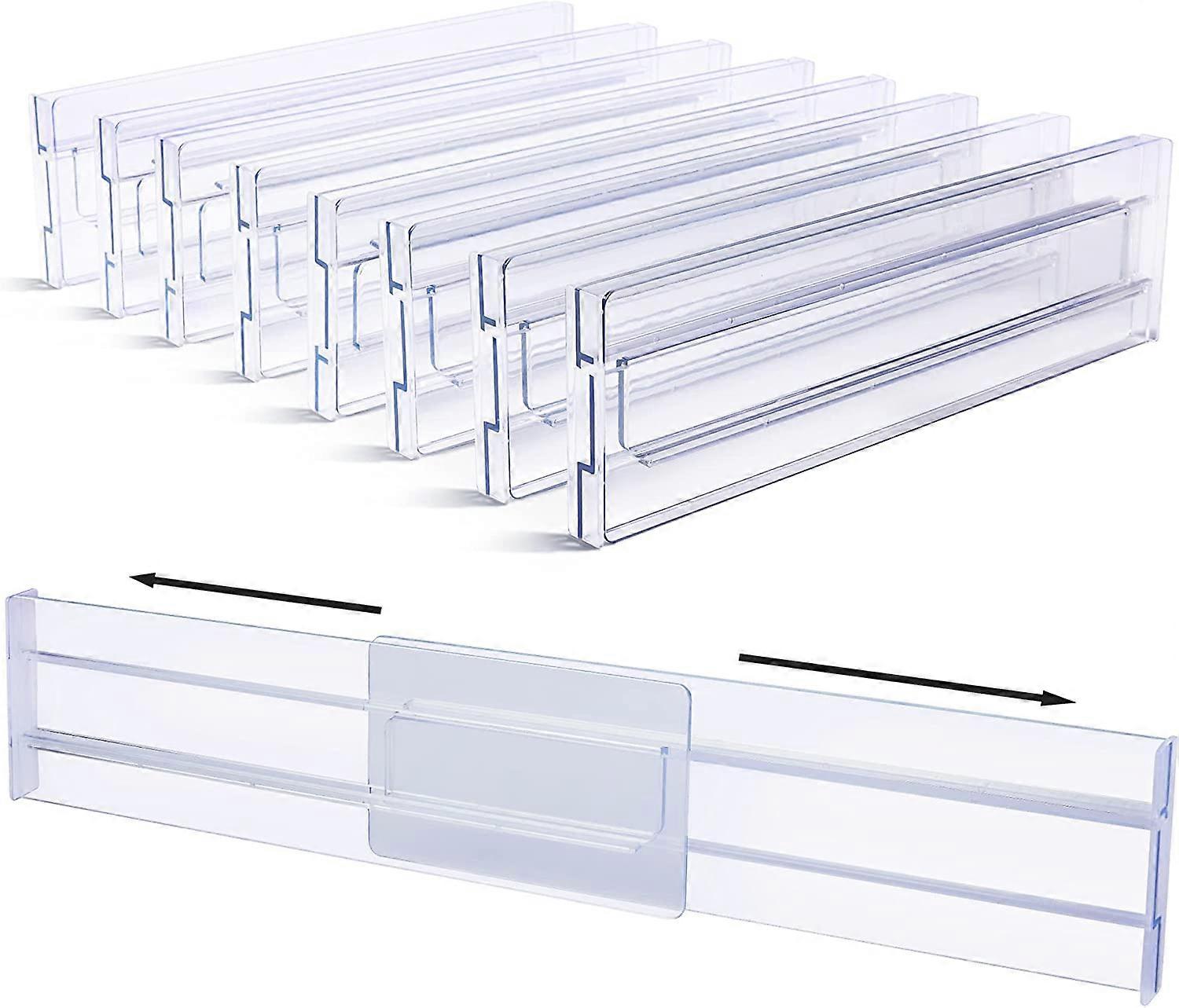 Set of 8 Adjustable Drawer Dividers 8cm Tall Extendable 27.5-52cm Chest of Drawers Kitchen Utensils and Desk Storage