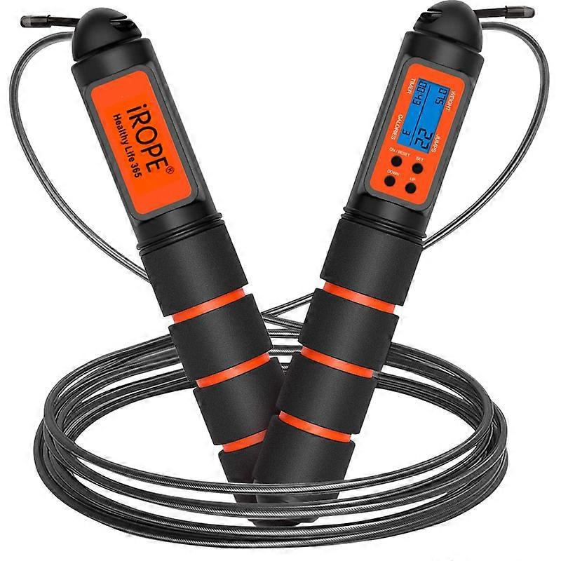 Intelligent Timing Jump Rope, Adjustable Wire, Black & Red