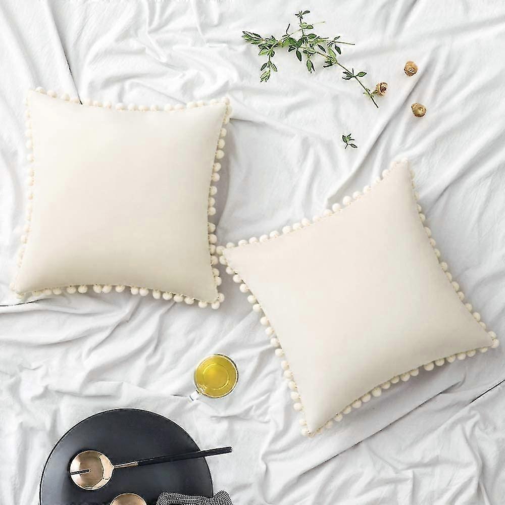 2のセット、コーデュロイソフト装飾正方形枕カバー、ソファベッドチェアホームデコレーション30x40cm