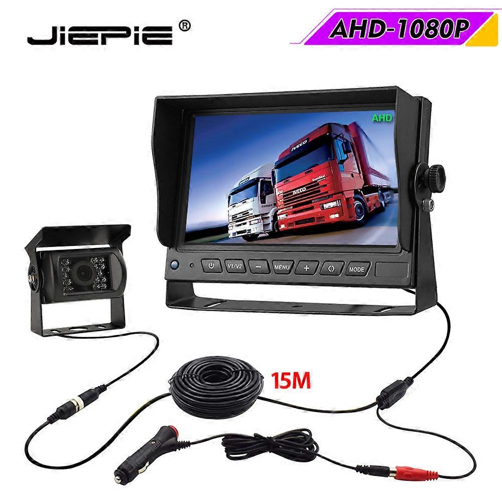 Système de caméra de recul JIEPIE Vehicle AHD 1080P avec kit de caméra de recul 7 moniteurs + AHD pour système de rétrovision de stationnement de bus de camion