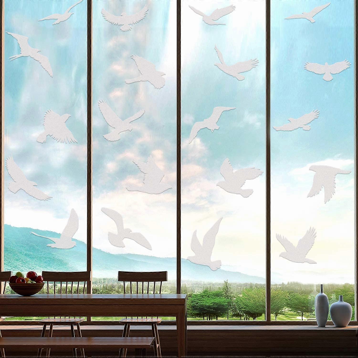Bird decals for large windows Bird decals on glass doors Frosted translucent static doves (23 pack)