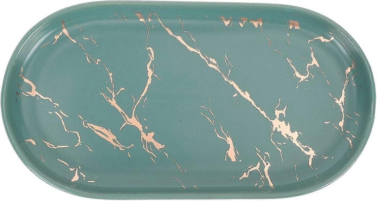 Marmor-Keramik-Tablett für Badezimmer, Waschtisch oder Desktop, Schmuckaufbewahrung, Geschirrspülmittel, Ringhalter, Make-up- und Obst-Servierzubehör