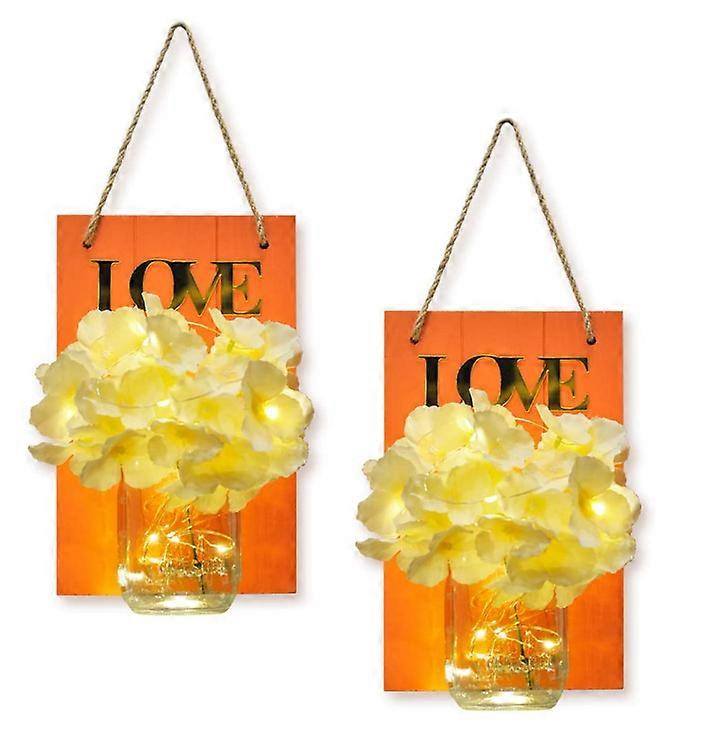 Hanging Lantern Mason Jar Lights Wooden Board Led Mason Jar Lights for Decor