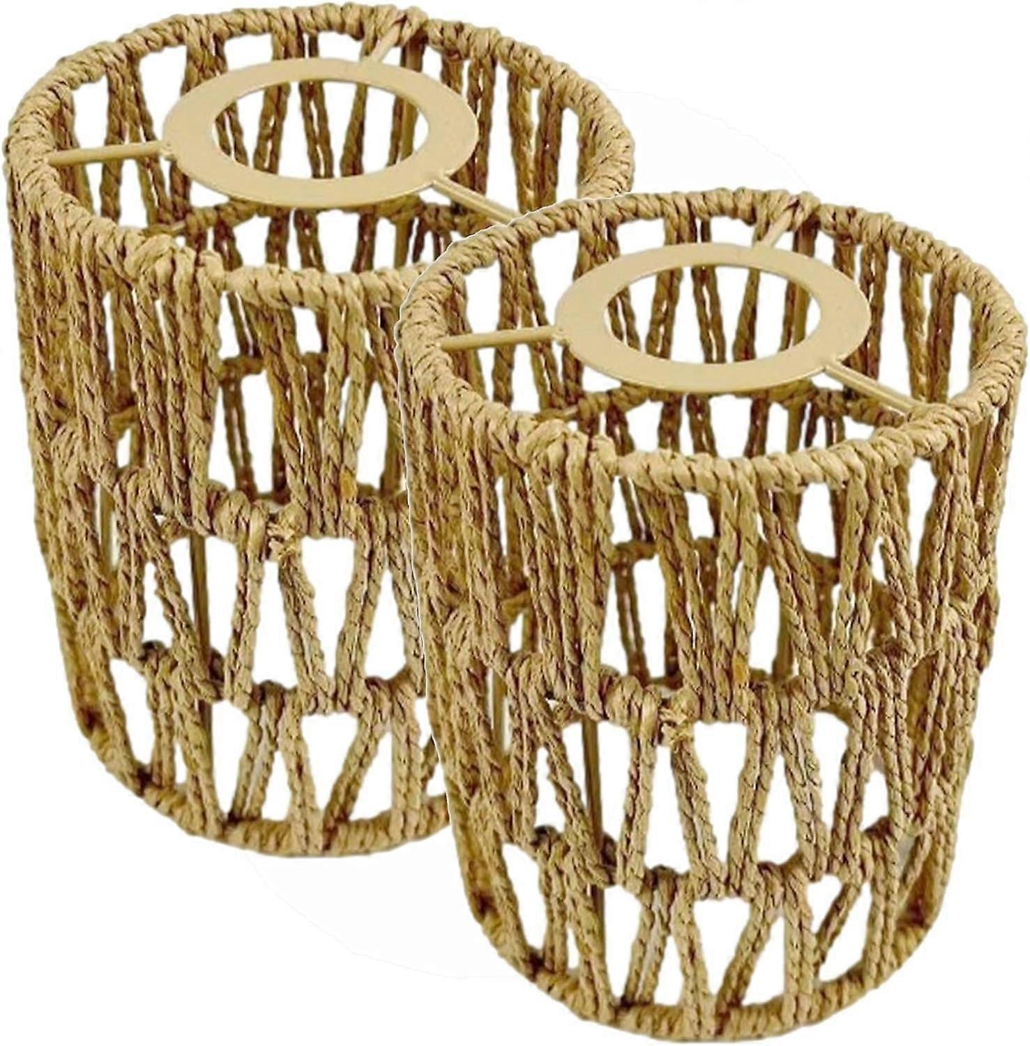 Set of 2 Rattan Ceiling Lampshade, Wicker Lampshade, Bohemian Style Woven Rattan Pendant Lampshade, Vintage Ceiling Pendant Lampshade, Hanging Lampsha