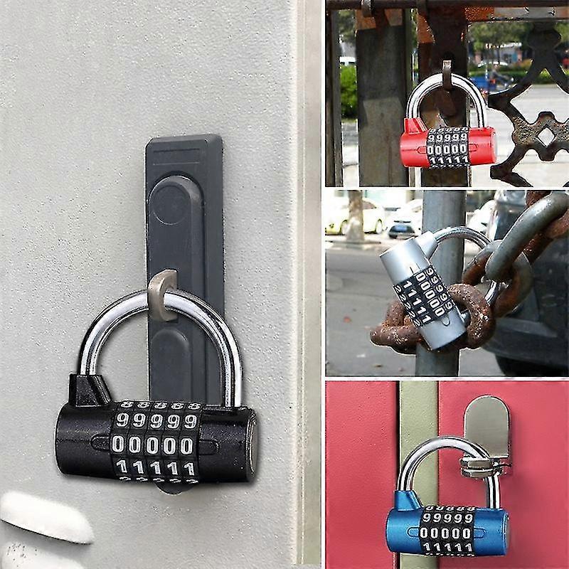 Black 5-digit Combination Padlock, Resettable For School, Toolbox, Cabinet, Etc