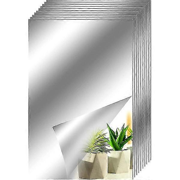 10 Pieces Rectangular Mirror Wall Decal Acrylic SM145 Silver Mirror Sticker Toilet Decoration Rectangular (15*25cm)