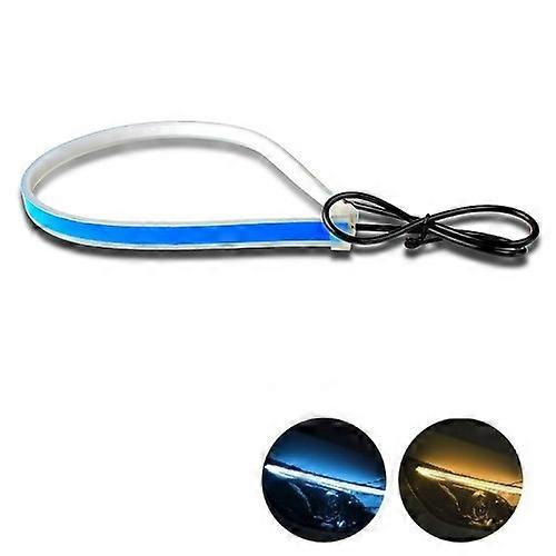 1PCS DRL LED Led Light Strip Dual Color 30/45/60cm Flexible Auto Headlight Surface Strip Tube Lamp Daytime Turn Signal Light