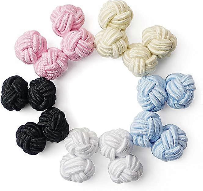 5 对男士/女士丝绸织物结扭袖扣套装，用于衬衫/连衣裙商务结婚礼物