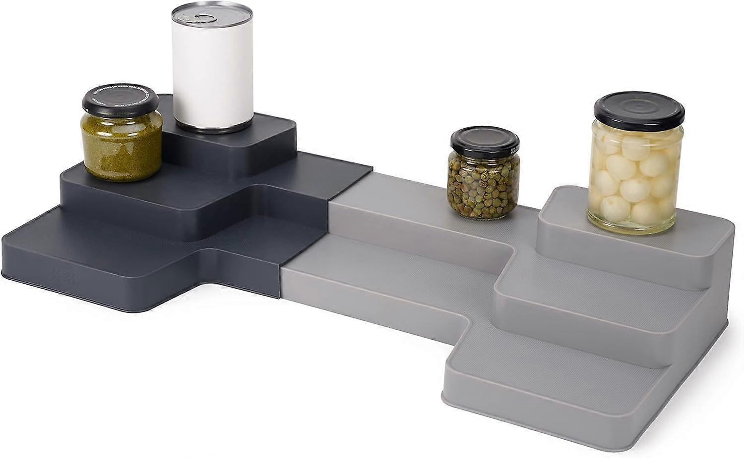 Expandable Tiered Kitchen Cabinet Organizer Storage Rack - Gray