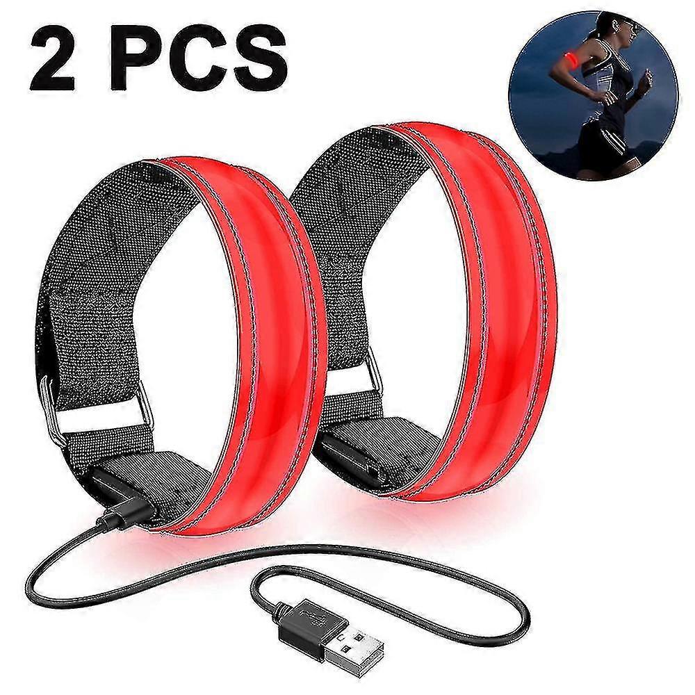 2 Pack Running Light For Runners Rechargeable Led Armband Reflective