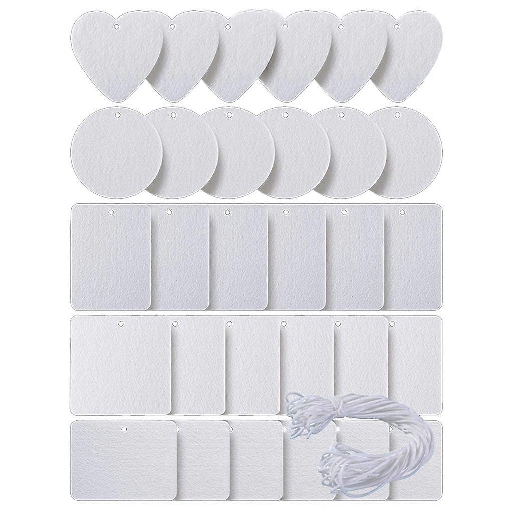 30 Pcs Sublimation Blank Air Freshener Sheets with Elastic Cord Felt Key Chain